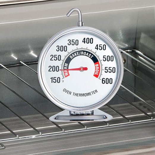 Oven Thermometer Extra Large 3" with Easy-Read Dial | 150-600F Pro Accurate Temp Gauge for Kitchen, Baking, Grill & Meat | Hang or Stand for Gas/Electric Ovens