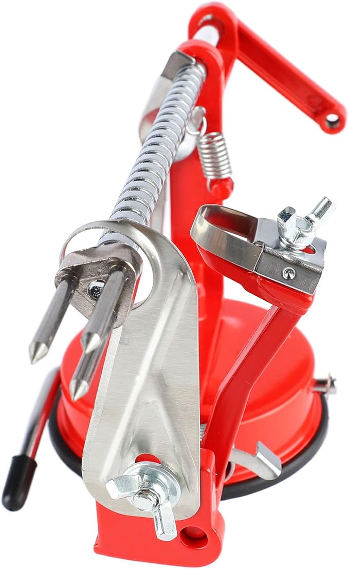 Apple Peeler Corer, Apple Peeler, 3 in 1 Peel Slice Remove Core, with Suction Base Suitable for Apples, Pears, Potatoes, Carrots (Red)