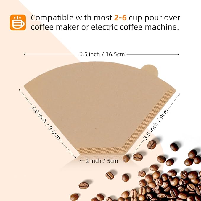 Coffee Filters 2, 2 Coffee Filters Cone, Unbleached Paper Coffee Filter #2, Fit for 2-6 Cup Pour Over and Drip Coffee Maker, 100 Count