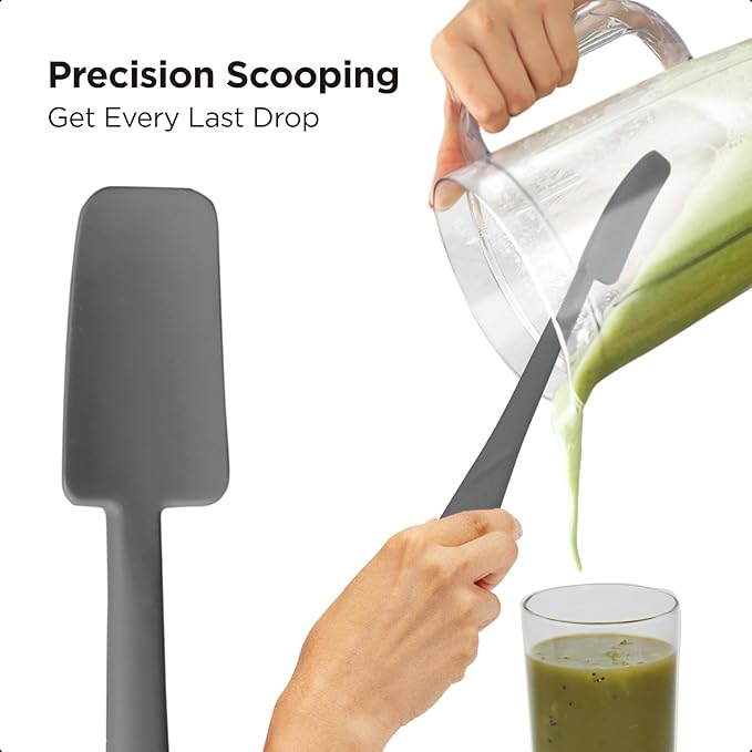 Kitchen Mama WaltzGrip Platinum Silicone Jar & Can Spatula Set, Metal Gray