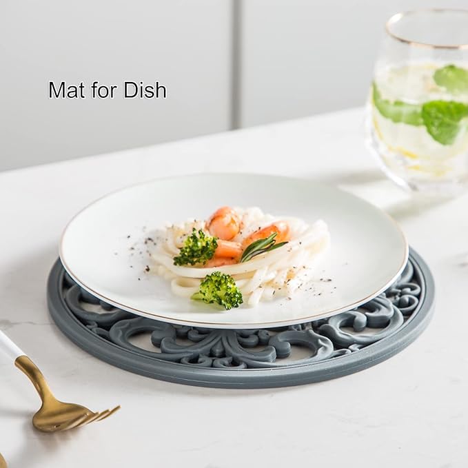 Extra Thick Silicone Trivet Mat for Hot Dishes, Hot Pots and Pans, Pot Holder, Hot Pad to Protect Your Table and Countertop, Kitchen Decor and Accessories,White, Set of 3