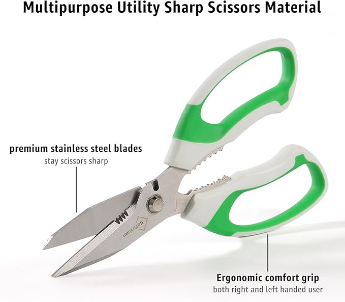 BoFuYuan Utility Scissors All Purpose heavy duty 8-Inch Green