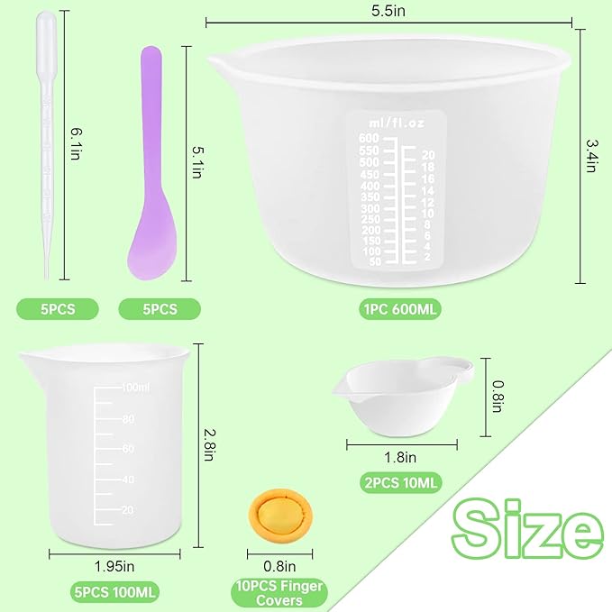 Sjubaopen Silicone Measuring Cups 600ml for Resin, Epoxy, Baking
