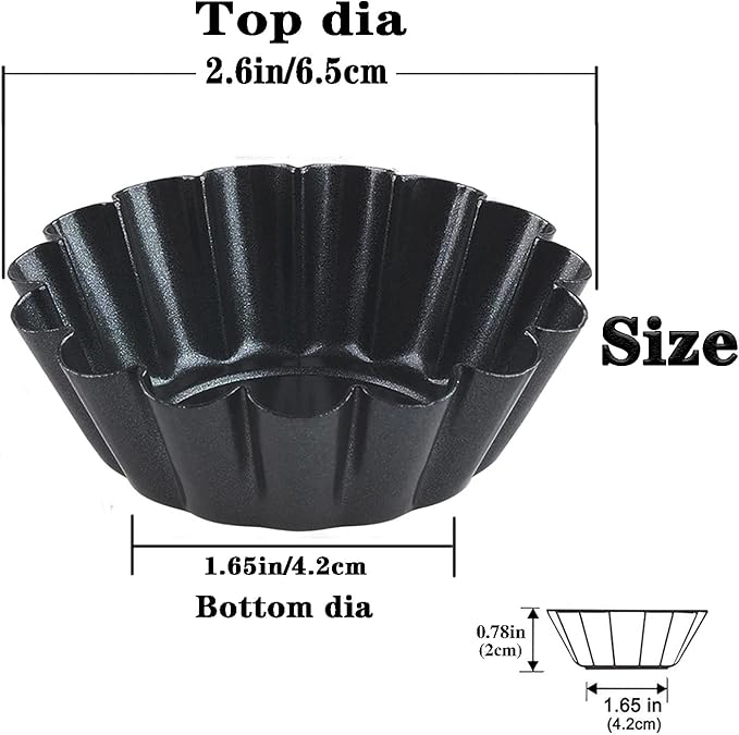 Xstronq 12PCS 2.6" Egg Tart Molds, Mini Carbon Steel Non-Stick Baking Pans