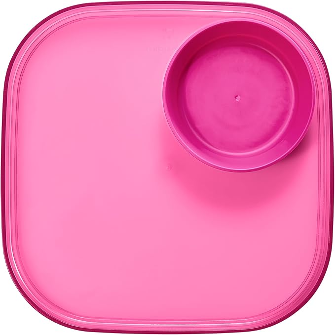 Madesmart Dipware Reusable Dining Plate, Serving Tray for Appetizers and Snacks, Sandwiches, Hummus, Sauces, Stackable & Removable Dip Bowl, Pink