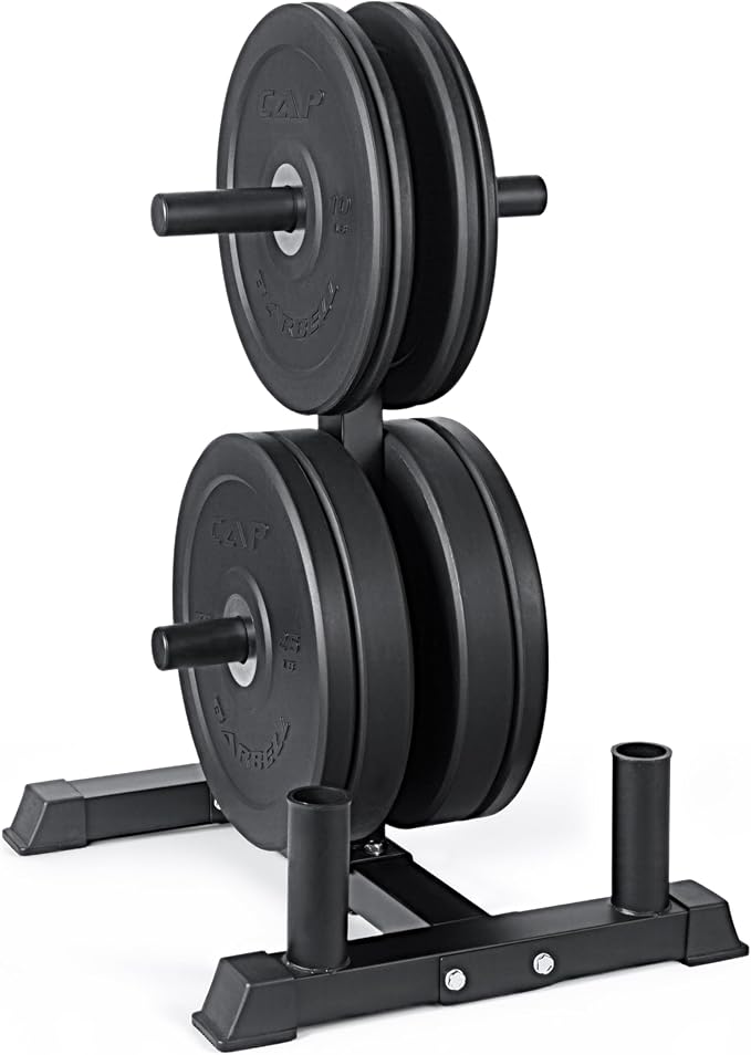 CAP 190lb Pro Olympic Bumper Plate Set with Compact Storage Rack