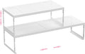 Asiingkel Stackable Expandable Metal Shelf Organizer - Adjustable Wire Storage Rack with Holes for Kitchen, Bathroom, Cabinet, Office - Space Saving, Durable & Sturdy Design（2PACKS/Medium/White