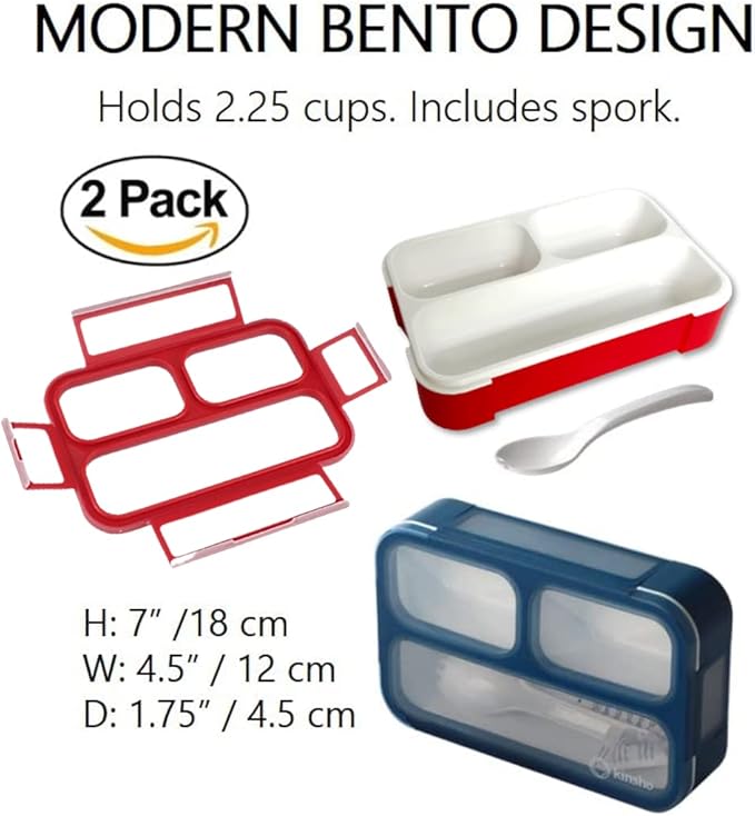 kinsho Small Snack Containers for Kids Toddlers, Set of 2 (Red + Navy Blue)