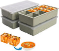 1/2 Cup Silicone Freezer Tray With Lid - Silicone Freezer Molds 4-Pack For meal prep & freezing of various sauces and other dishes, makes 32 perfect 1/2 cup portions cube (Green 4 Pack)