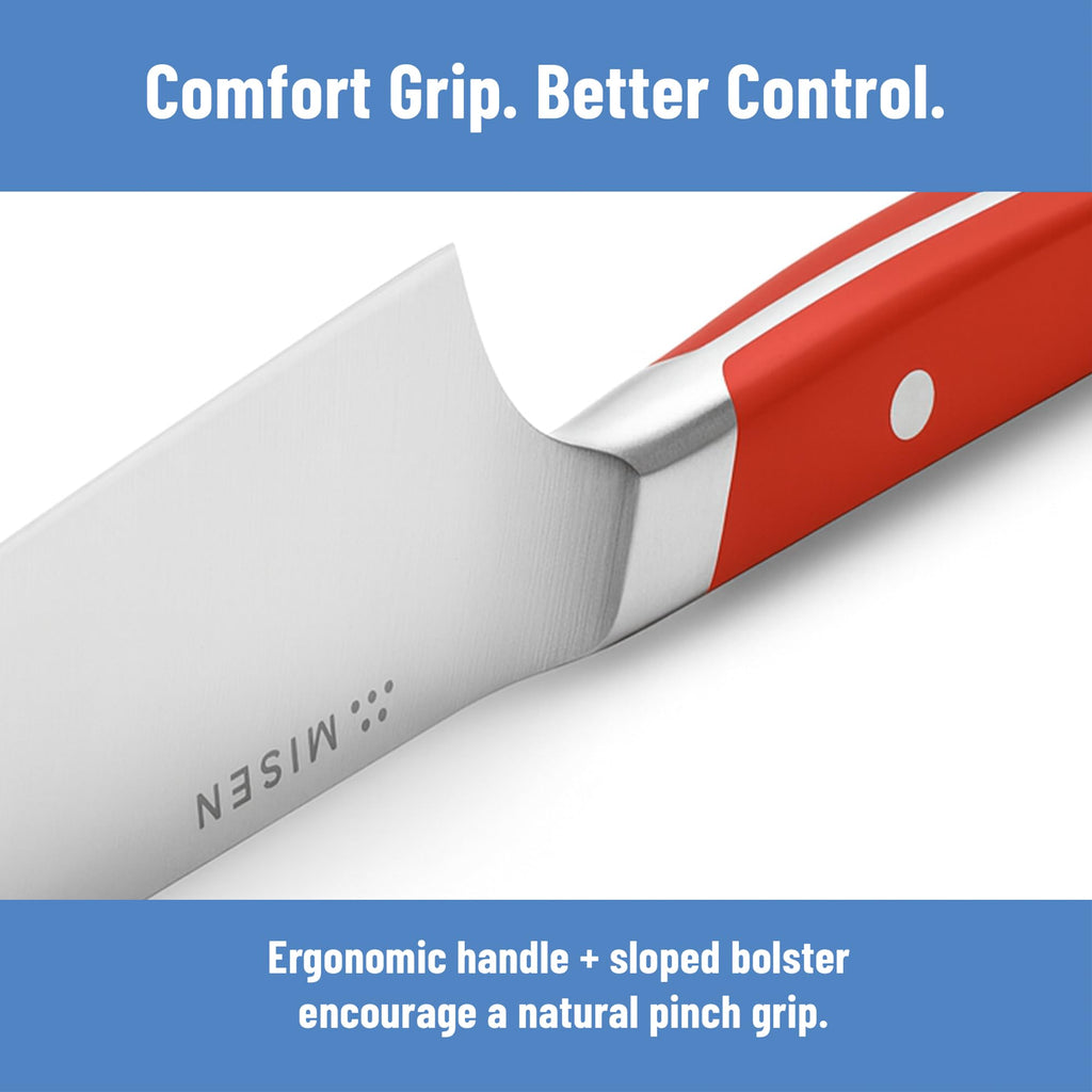 Misen 6.8" Chef Knife – High Carbon Japanese AUS-10 Stainless Steel – Hybrid German & Japanese Blade – Precision Kitchen Knife for Professionals & Home Cooks – Ultimate Cutting Performance - Red
