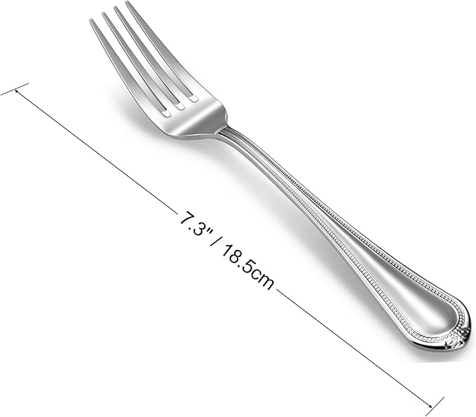 KEAWELL Premium Pearl Edge 4-Piece 7.3-Inch Fork Set (4, 7.3" Salad Forks)