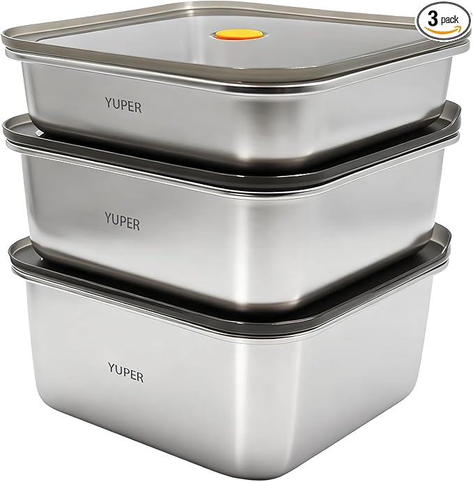 YUPER Stainless Steel Food Storage Containers, 3 Pack (40+67+88OZ)