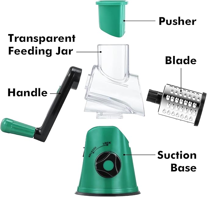 GDL Cheese Grater Hand Crank, Rotary Cheese shredder, Vegetable Slicer