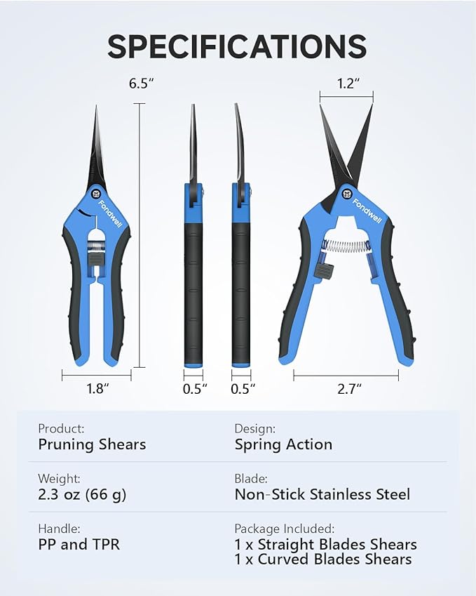 Fondwell 6.5" Small Pruning Shears Garden Snips Precision Trimming Scissors