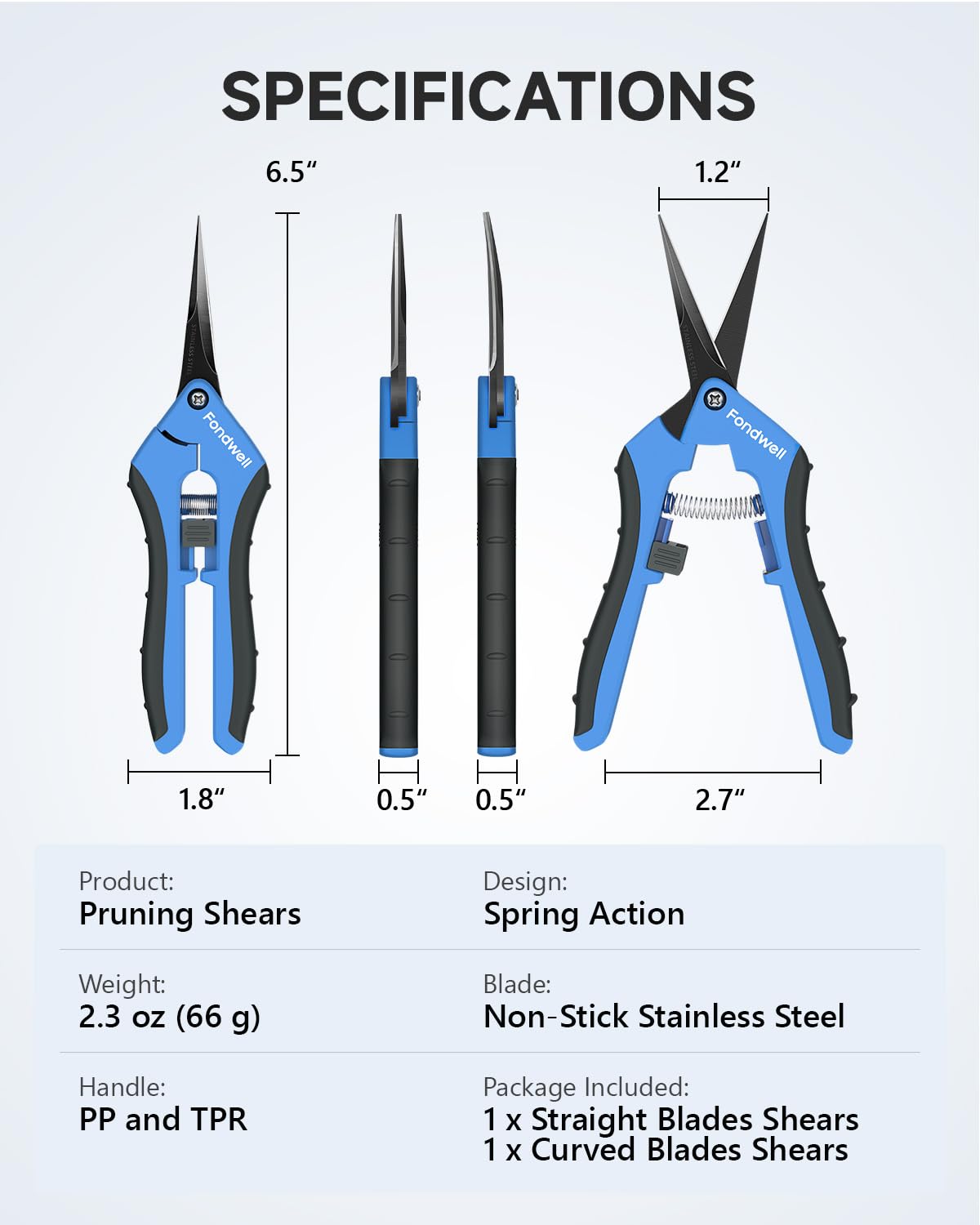 Fondwell 6.5" Small Pruning Shears for Gardening, Plant Trimming Scissors