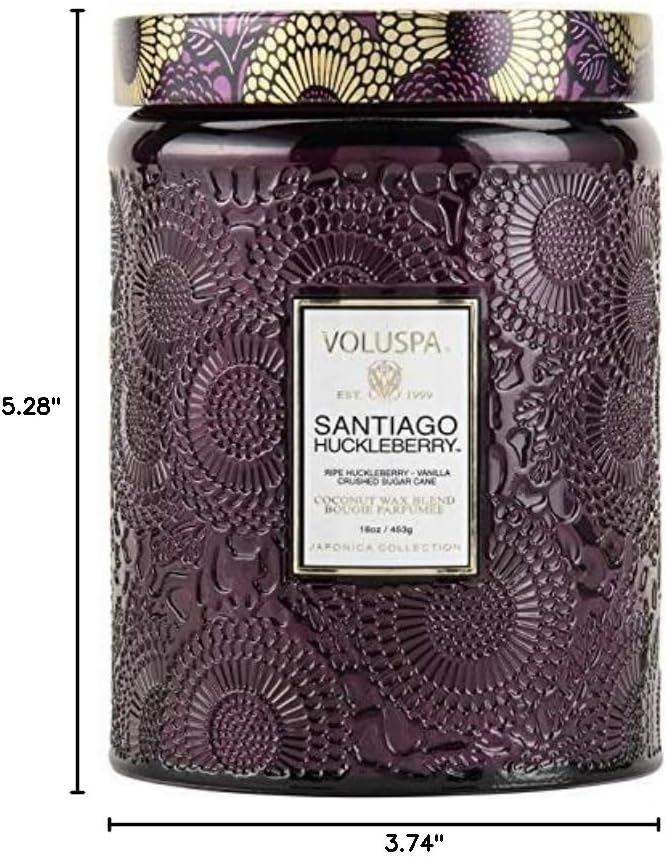 Voluspa Santiago Huckleberry Large Scented Candle Jar 18 Oz, 100 Hr Burn