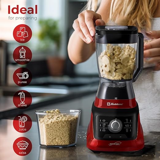 Koblenz Bob Countertop Blender, 1400W, 68 oz, Black/Red, LKM-9608