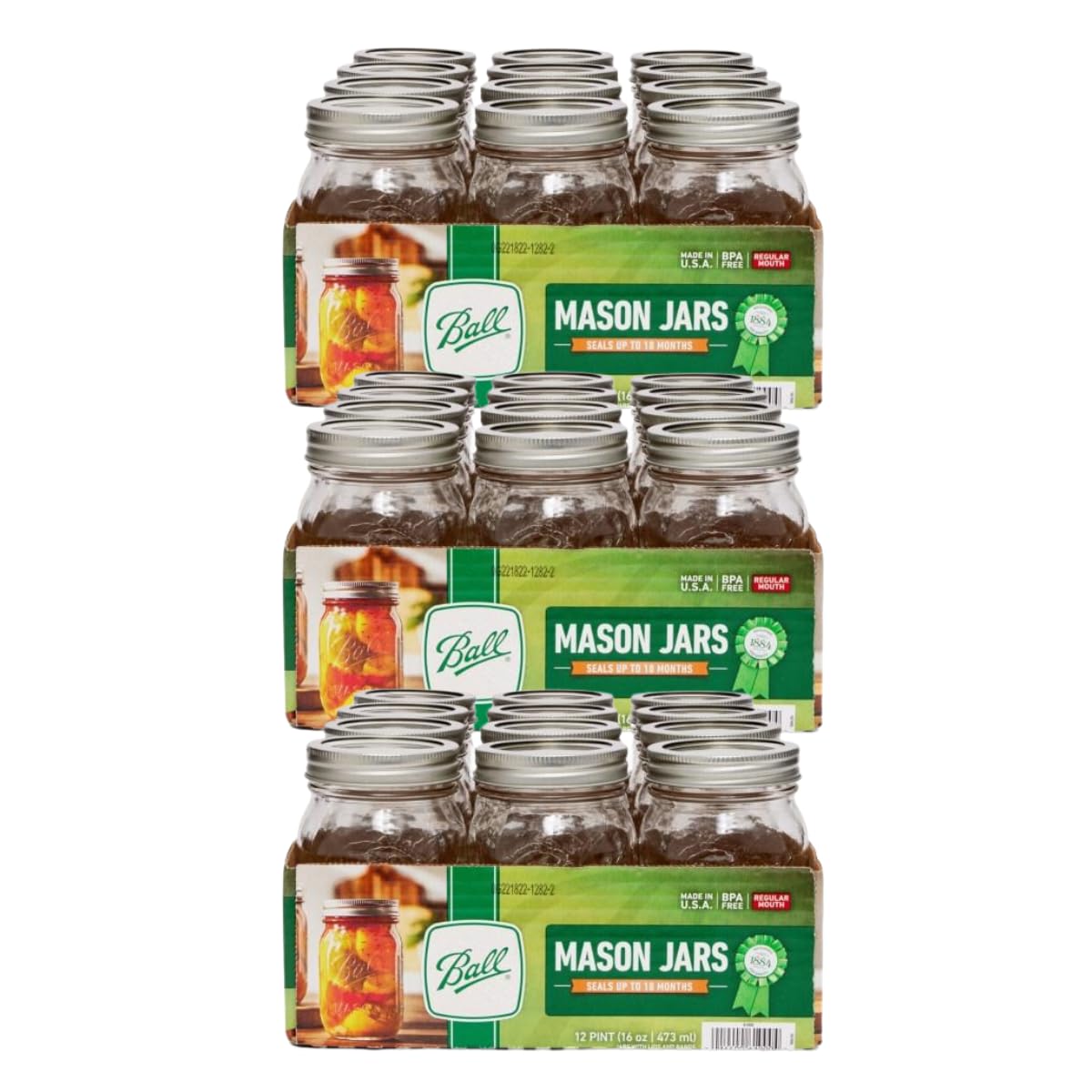 Ball Regular Mouth Glass Mason Jars with Lids and Bands, Used for Canning (Half Pint, 8 Ounce (Pack of 6))