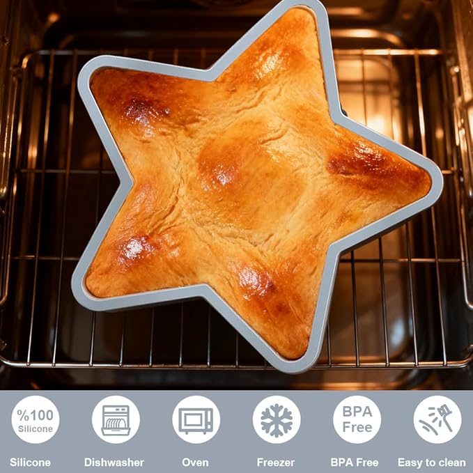 Velicber 2 Pcs Star Cake Pan 10 Inch Silicone Star Mold, Easy to Release