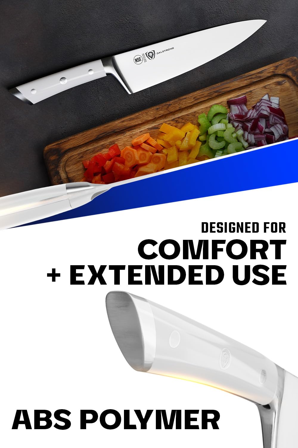 Dalstrong Chef Knife - 8 inch Blade - Forged HC German Steel Chef's Knife - Full Tang - Glacial White ABS Handle - Gladiator Series - Razor Sharp Kitchen - Professional - Sheath - NSF Certified
