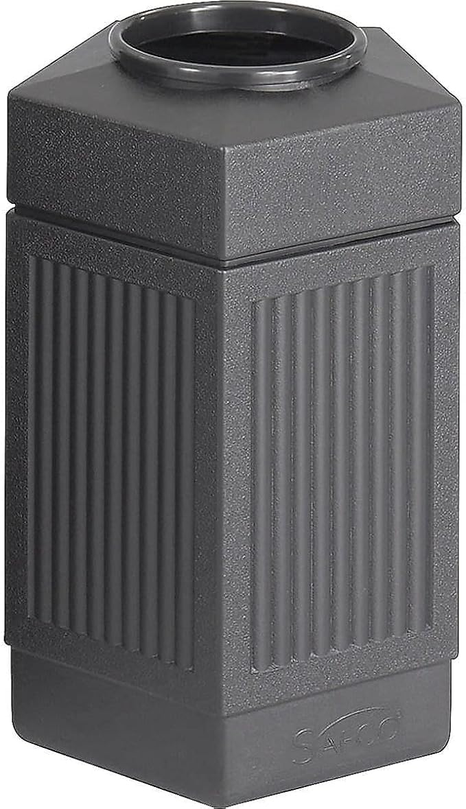 Safco Canmeleon Indoor Outdoor Trash Can, Pentagon, Open Top, 30 Gallon, Black 30