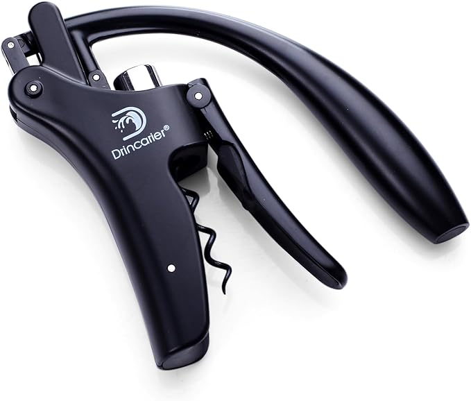 Drincarier Vertical Lever Corkscrew with Non-Stick Worm, Compact Rabbit Wine Opener Wine Bottle Opener with built-in Foil Cutter