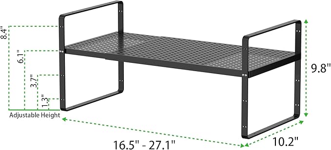 SOFRON Expandable Storage Shelf, Stackable Organizer Rack, Black Large 2 PK