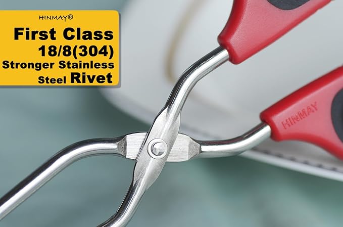 HINMAY Stainless Steel Scissor Tongs 11-Inch and 13-Inch Set, Set of 2