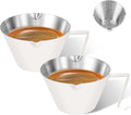 2 Pc Stainless Steel Espresso Shot Cups, 3.4oz/100ml, White