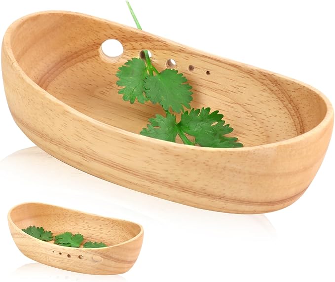 SKLENICE Wooden Herb Stripper Bowl Handmade Herb Stripper Tool with 5 Different Hole Sizes Efficient Herb Peeling Cup Herb Leaf Peeler for Separating Leaves Kale Broccoli Thyme Basil Rosemary