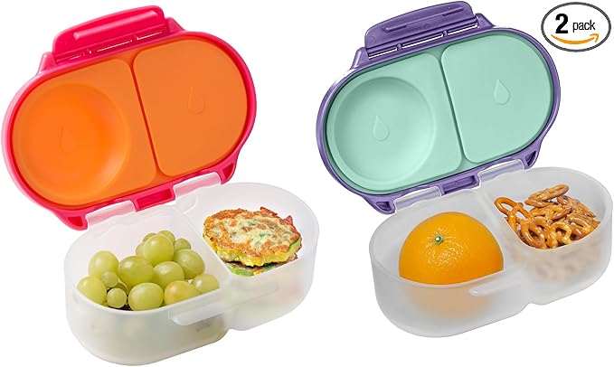 b.box Snack Box 2-Pack, Snack Containers for Kids, 1.75 Cup Kids Lunch Box