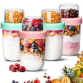 ComSaf 16+4Oz 4Pcs Overnight Oats Containers with Lids, Dual-Layer Jars