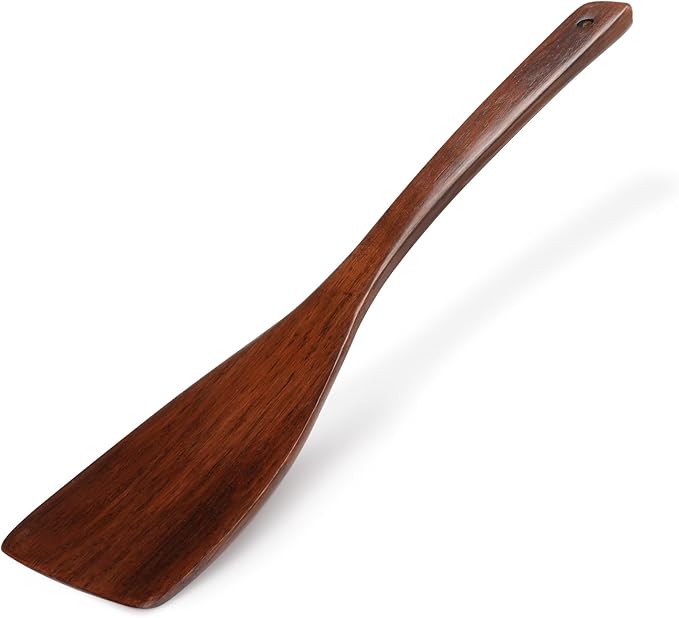 Wooden Spatula for Cooking, Long Handle Wood Spatulas for Non Stick Frying Pan, Right Hand Wood Turner for Cooking Kitchen Cookware