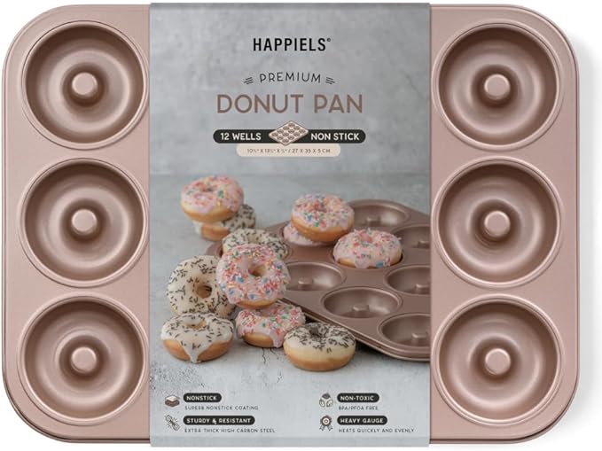 HAPPIELS 12 Well Donut Pan Nonstick, PFOA & BPA Free
