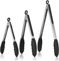 U-Taste Kitchen Tongs for Cooking, 600ºF Heat-Resistant Silicone, 3Pc/Black