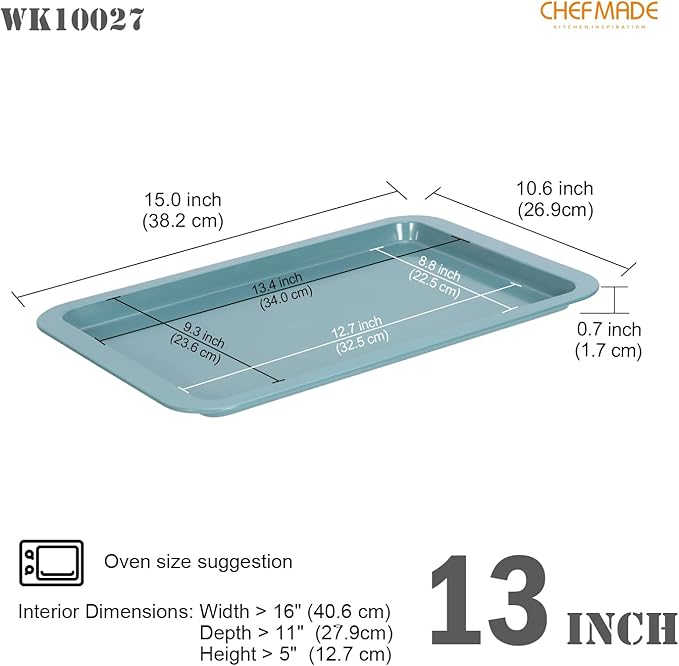 CHEFMADE Sheet Pan, 13 Inch Nonstick Carbon Steel Baking Cookie Pan