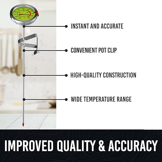 CRAFT911 Candy Thermometer with Pot Clip - Deep Fry Oil Thermometer for Frying and Candle Making (Lemon)