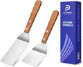 PETHOMKIT Small Mini Tiny Metal Spatula Turner Set with Wood Handle, 2 Pcs