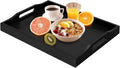 RRX Bamboo Food Serving Tray with Handles,Breakfast Bed Tray (Black)