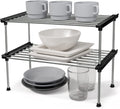 carrotez Set of 2 Stackable Cabinet Organizer Shelf 15.7 x 7.8 x 6.1 Black