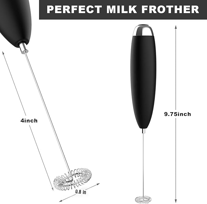 Anteday Electric Milk Frother Handheld, Quality Frother Wand for Coffee, Battery Operated (Not included) Drink Mixer Matcha Whisk, Functionality Foam Maker for Frappe Hot Chocolate, Cappuccino, Lattes