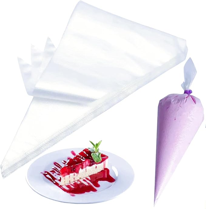 NinBase 21 Inch Pastry Bags Disposable, 100 Pcs Thickend Strong Large Decorating Bags for Frosting, Royal Icing, Professional Cake Supplies for Baking and Decorating XL
