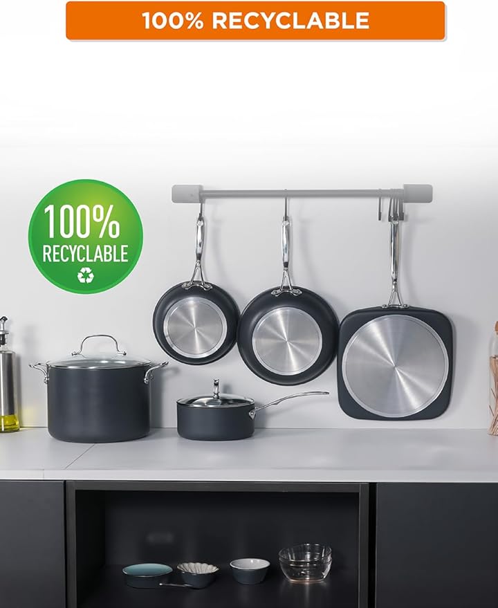 Commercial CHEF 7-Piece ECOPAN Hard Anodized Aluminum Cookware Set, CHECO7