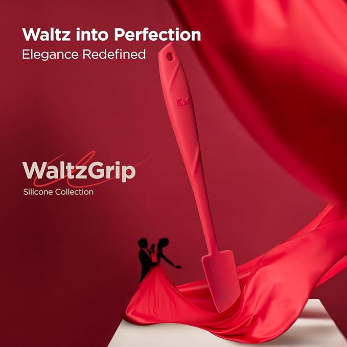 Kitchen Mama WaltzGrip Platinum Silicone Jar and Can Spatula Set, Red