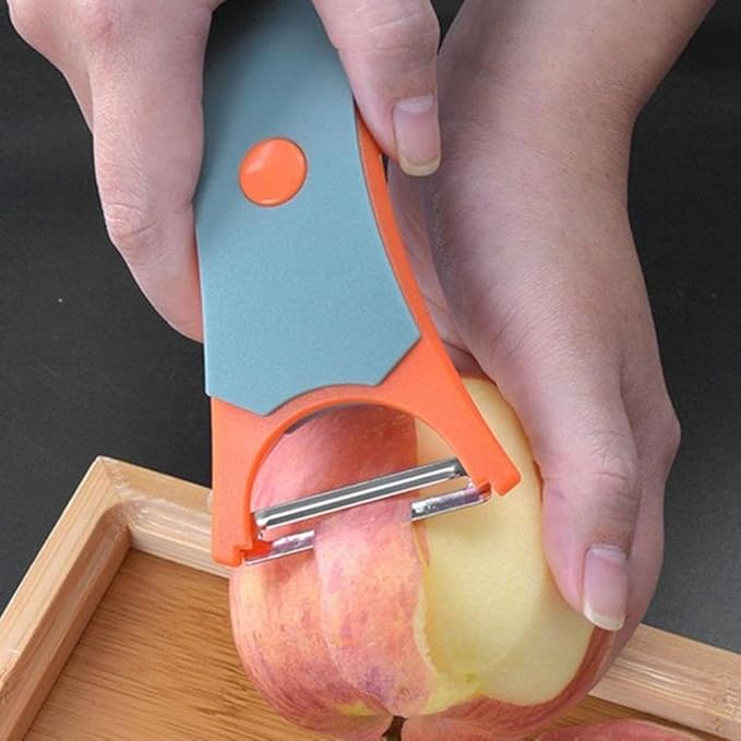 2 In 1 Fruit Peeler,Peeling and shredding Vegetables Potato Vegetable Peeler Carbon Steel Blade,Multi Function Stainless Steel Vegetable Peeler with Straight and Serrated Blades (2PCS-A)