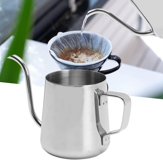 Pour Over Coffee Kettle, 8.5oz Stainless Steel Gooseneck Spout Pour Over Coffee Kettle, Long Narrow Drip Spout Coffee Tea Pots for Pour Over Coffee, Home Brewing, Camping (8.5oz, Silver)