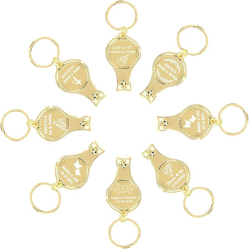 100pcs Personalized 4 in 1 Multi Function Bottle Opener, Nail Clipper, Wedding Favors Brewery, Private Customized, Gold, Multitool Gifts for Men