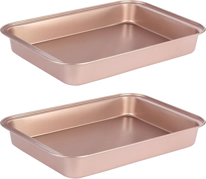 Barlket 9x13 Baking Pan & Dish, 13x9 Nonstick Rectangle Cake Pan, Rose Gold