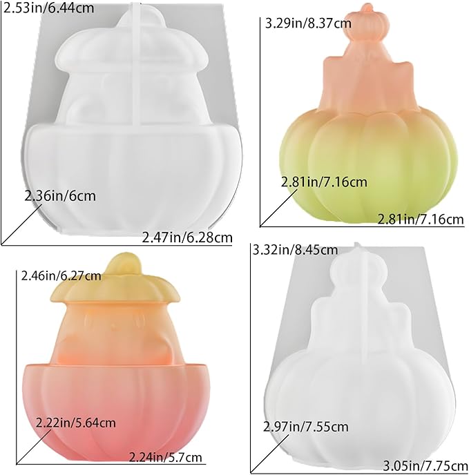 2Pcs Halloween Resin Silicone Mold, Ghost Pumpkin Candle Mold