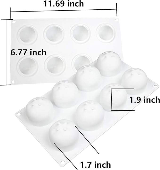 OCPO Kitchen Orange Silicone Mold for Baking Mousse Cake, 8 Cavities